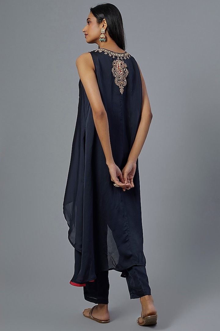 Cobalt Blue Organza Cape Set by Studio A at Pernia's Pop Up Shop