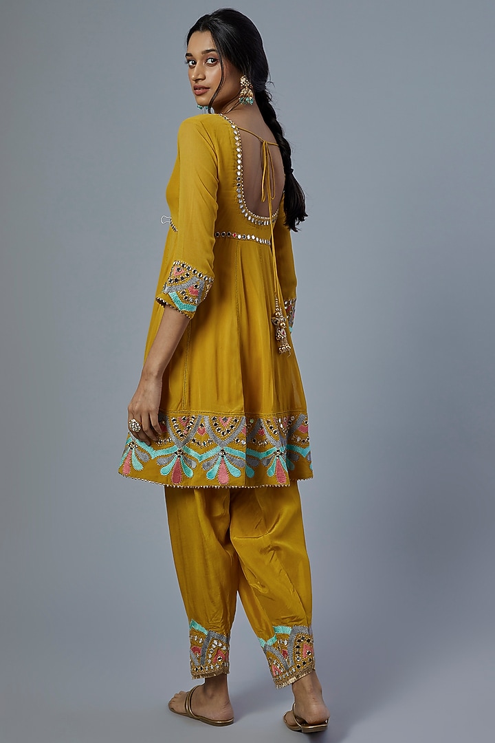 Yellow Georgette Wedding Anarkali Set by Studio A at Pernia's Pop Up Shop