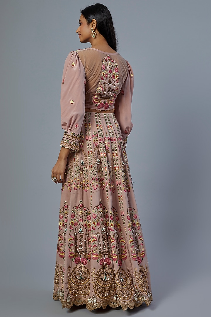 Blush Pink Embroidered Wedding Lehenga Set by Studio A at Pernia's Pop Up Shop