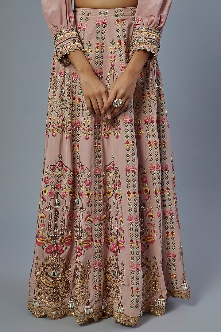 Blush Pink Embroidered Wedding Lehenga Set by Studio A at Pernia's Pop Up Shop