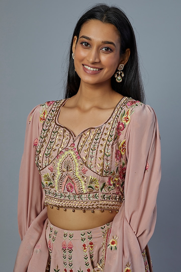 Blush Pink Embroidered Wedding Lehenga Set by Studio A at Pernia's Pop Up Shop