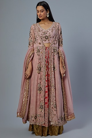 Blush Pink Embroidered Anarkali Set by Studio A