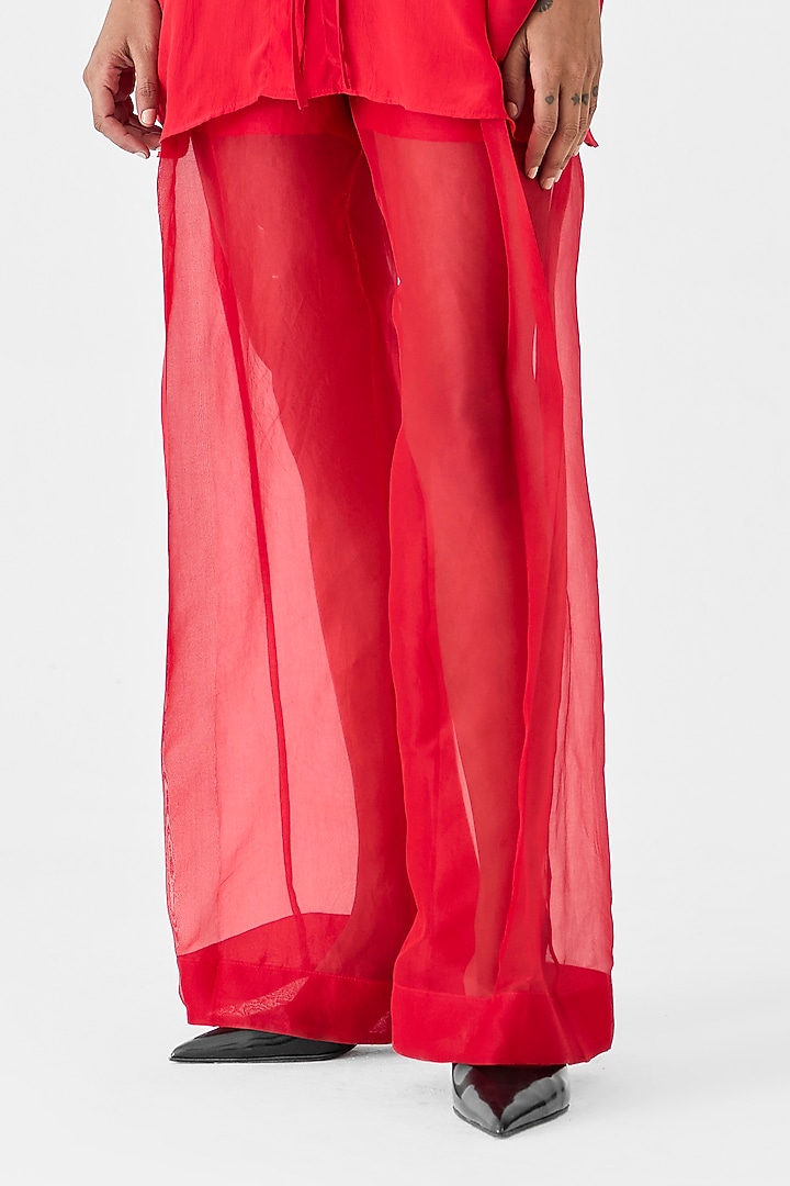 Red Crepe Hand-Dyed Shirt by Studio Rigu at Pernia's Pop Up Shop