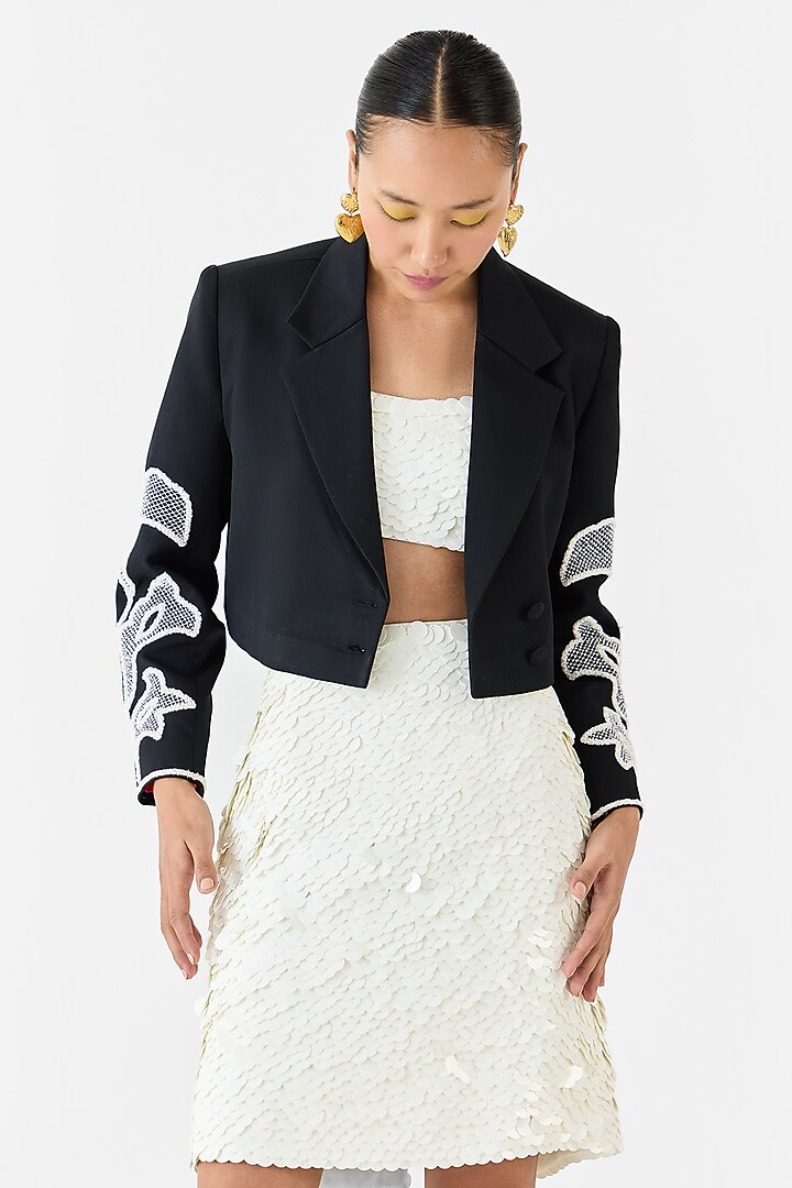 White Organza Sequin Hand Embroidered Co-Ord Set by Studio Rigu at Pernia's Pop Up Shop