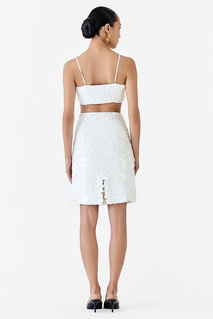 White Organza Sequin Hand Embroidered Co-Ord Set by Studio Rigu at Pernia's Pop Up Shop