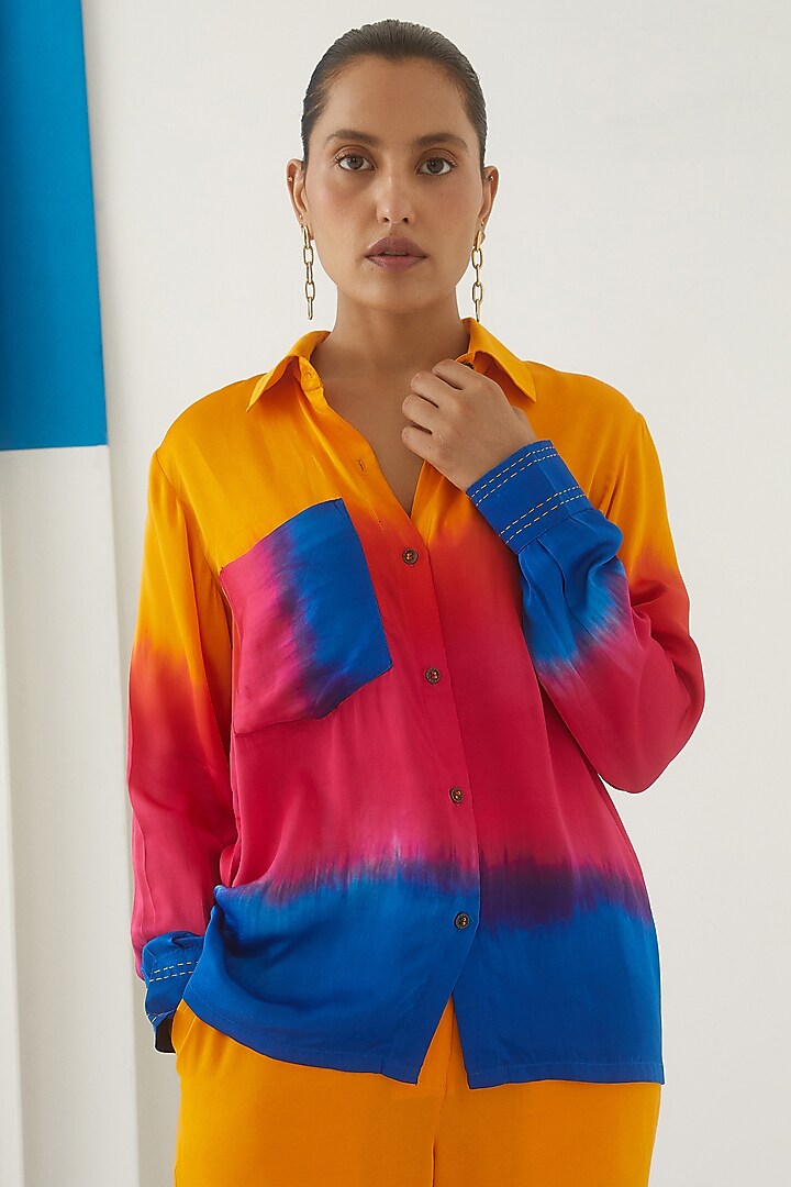 Multi-Colored Vegan Silk Tie-Dyed Co-Ord Set by Studio Rigu at Pernia's Pop Up Shop
