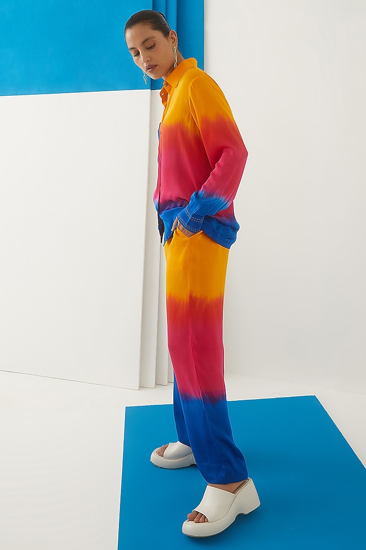 Multi-Colored Vegan Silk Tie-Dyed Co-Ord Set by Studio Rigu at Pernia's Pop Up Shop