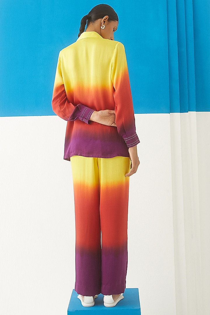 Multi-Colored Vegan Silk Tie-Dyed Co-Ord Set by Studio Rigu at Pernia's Pop Up Shop