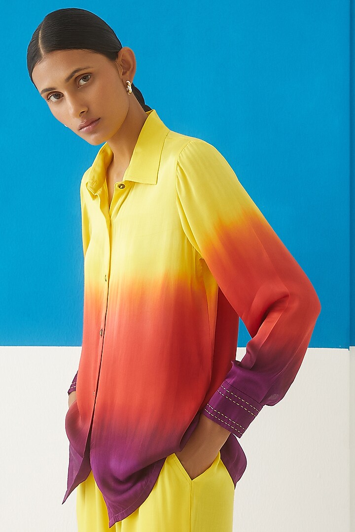 Multi-Colored Vegan Silk Tie-Dyed Co-Ord Set by Studio Rigu at Pernia's Pop Up Shop