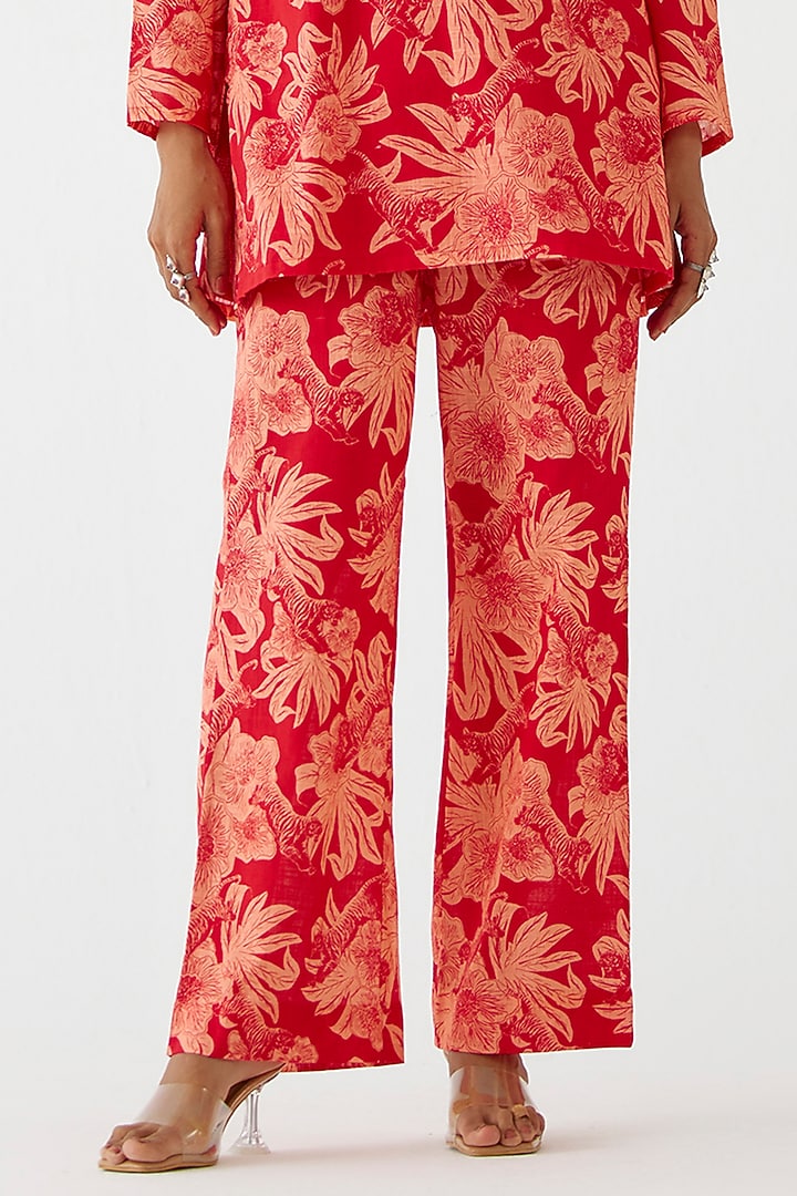 Red Cotton Talon Printed Co-Ord Set by Studio Rigu at Pernia's Pop Up Shop