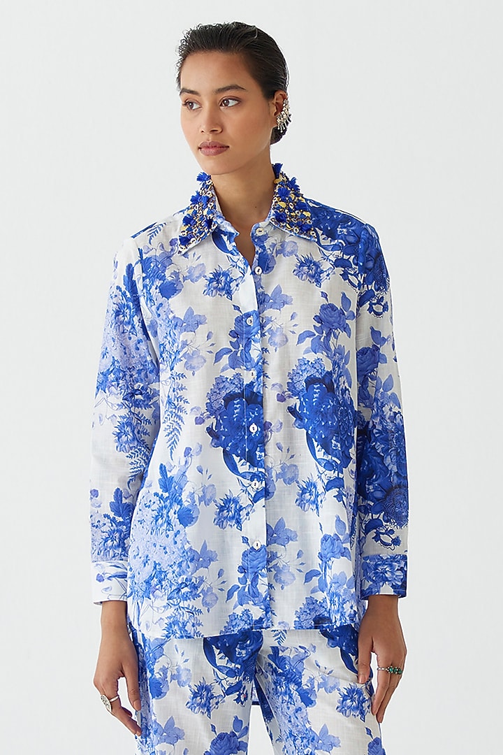 Blue Cotton Chintz Printed Co-Ord Set by Studio Rigu at Pernia's Pop Up Shop