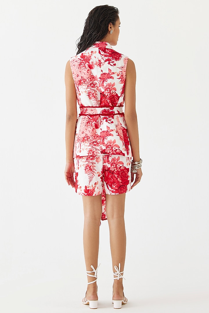 Ruby Red Cotton Chintz Printed Blazer Set by Studio Rigu at Pernia's Pop Up Shop