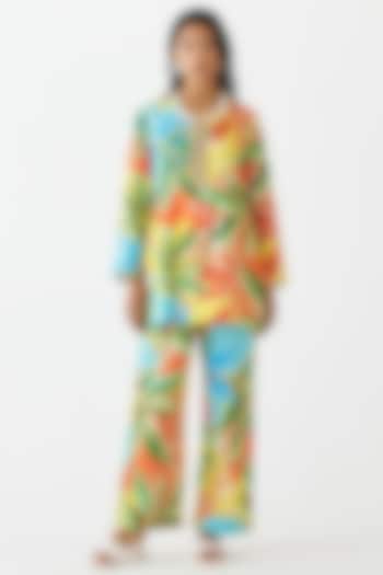 Multi-Colored Cotton Floral Printed Co-Ord Set by Studio Rigu at Pernia's Pop Up Shop