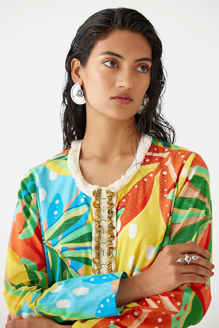 Multi-Colored Cotton Floral Printed Co-Ord Set by Studio Rigu at Pernia's Pop Up Shop