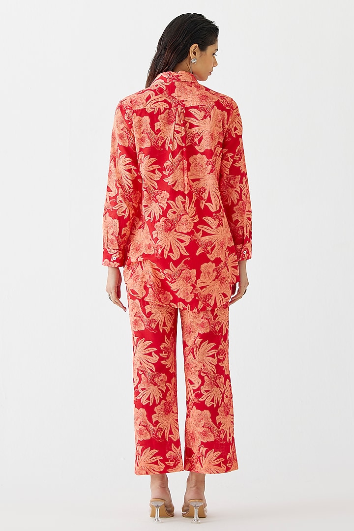 Red Cotton Talon Printed Co-Ord Set by Studio Rigu at Pernia's Pop Up Shop