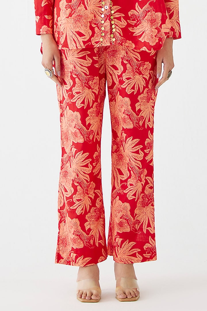 Red Cotton Talon Printed Co-Ord Set by Studio Rigu at Pernia's Pop Up Shop