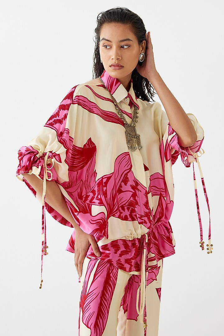 Pink Cotton Aphrodite Printed Co-Ord Set by Studio Rigu at Pernia's Pop Up Shop
