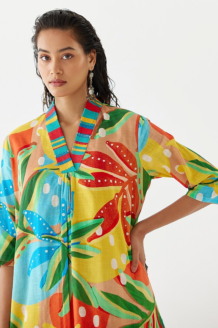 Multi-Colored Cotton Floral Printed Kurta Set by Studio Rigu at Pernia's Pop Up Shop