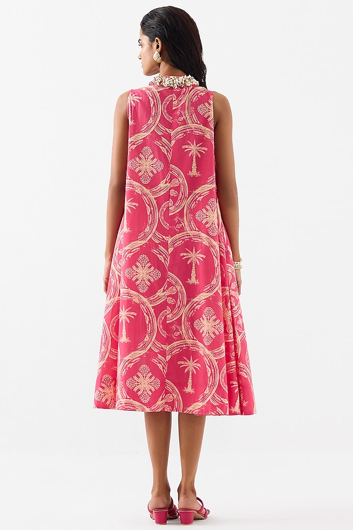 Pink Cotton Digital Printed A-Line Vacation Dress by Studio Rigu at Pernia's Pop Up Shop