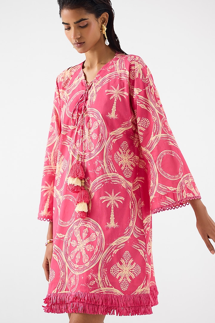 Pink Cotton Digital Printed Summer Dress by Studio Rigu at Pernia's Pop Up Shop