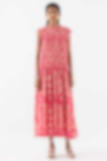 Pink Cotton Digital Printed Ruched Vacation Dress by Studio Rigu at Pernia's Pop Up Shop