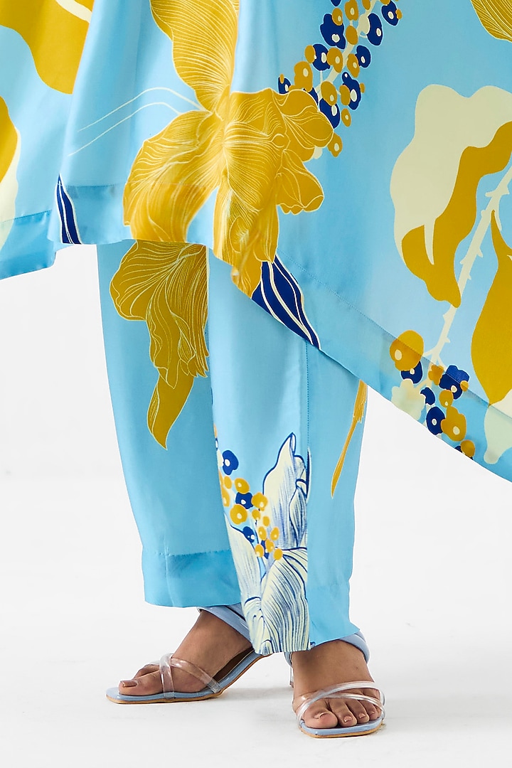 Blue Vegan Silk Digital Printed Co-Ord Set by Studio Rigu at Pernia's Pop Up Shop
