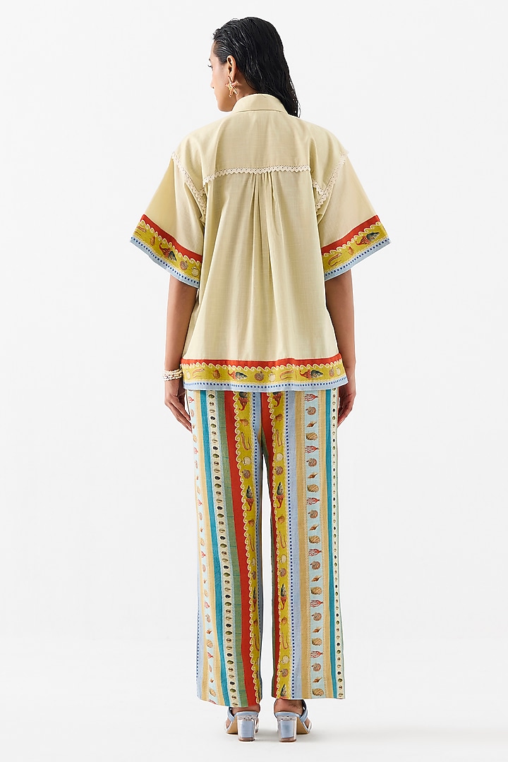 Multi-Colored Linen Digital Printed Pant Set by Studio Rigu at Pernia's Pop Up Shop