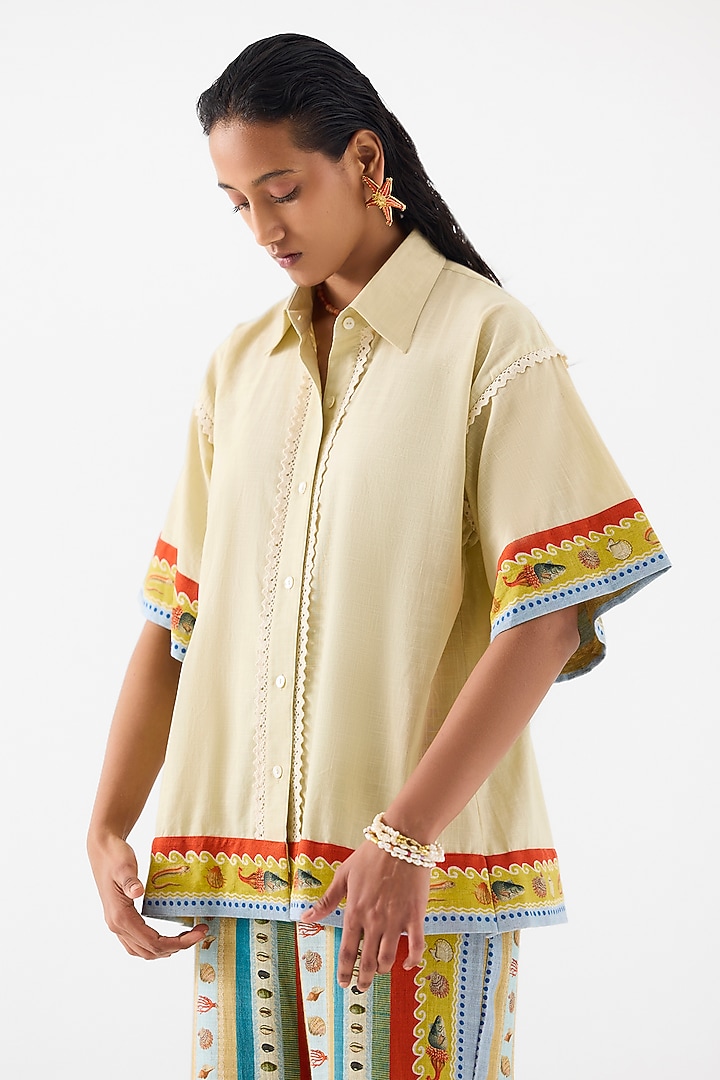 Multi-Colored Linen Digital Printed Pant Set by Studio Rigu at Pernia's Pop Up Shop