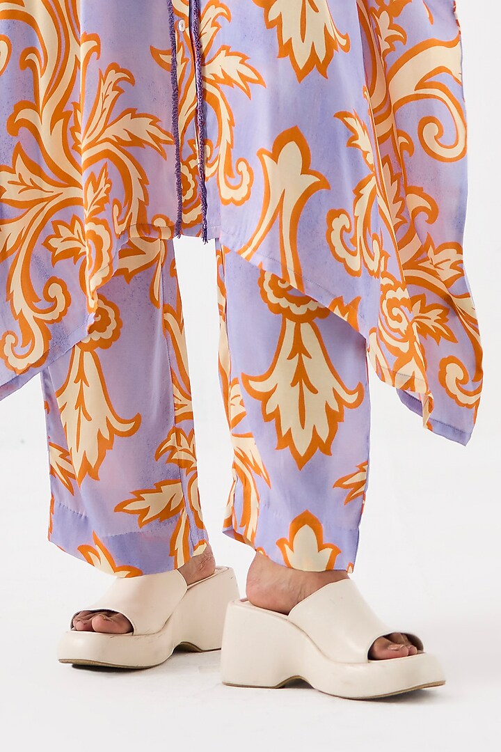 Lilac Vegan Silk Digital Printed Co-Ord Set by Studio Rigu at Pernia's Pop Up Shop