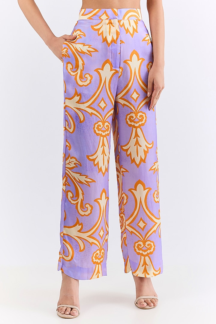 Multi-Colored Vegan Silk Printed & Embroidered Co-Ord Set by Studio Rigu at Pernia's Pop Up Shop