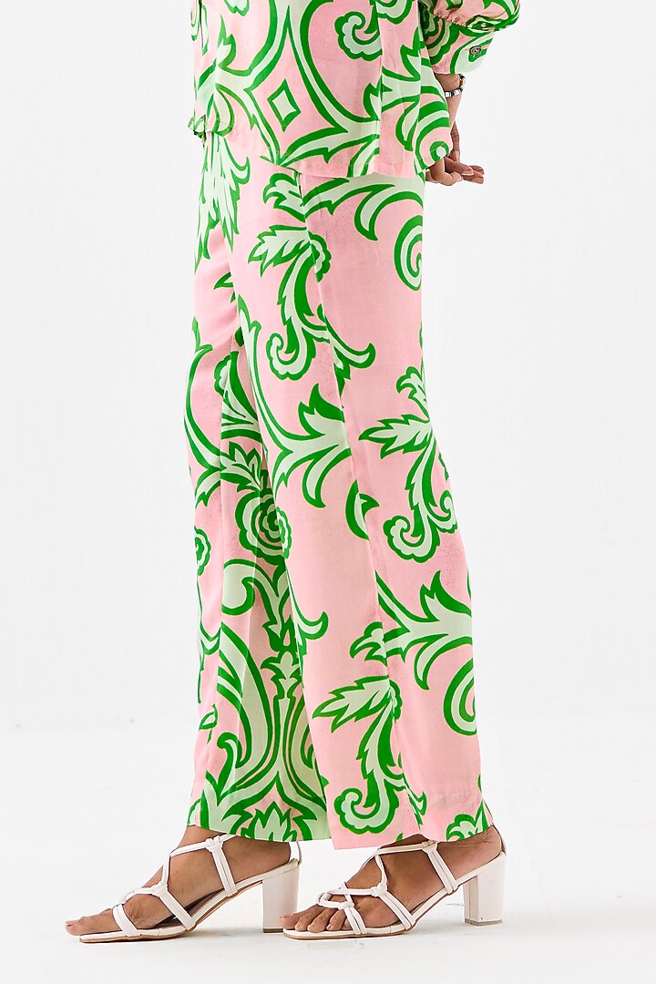 Baby Pink Vegan Silk Digital Printed Co-Ord Set by Studio Rigu at Pernia's Pop Up Shop