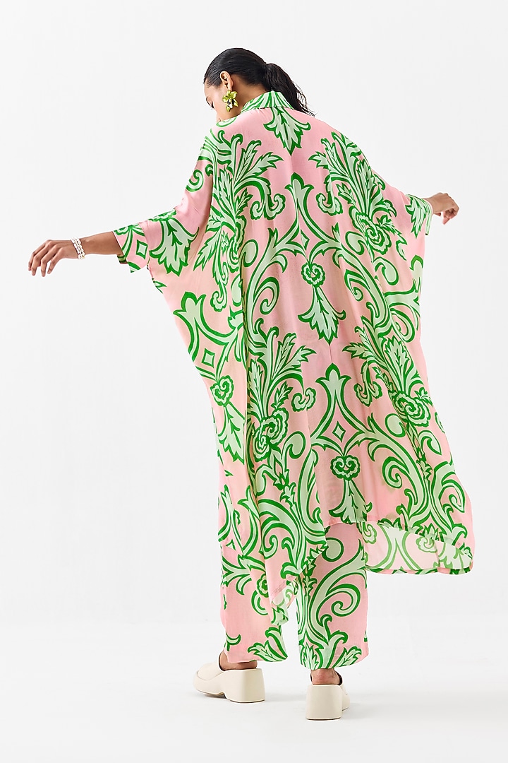 Baby Pink Vegan Silk Digital Printed Co-Ord Set by Studio Rigu at Pernia's Pop Up Shop