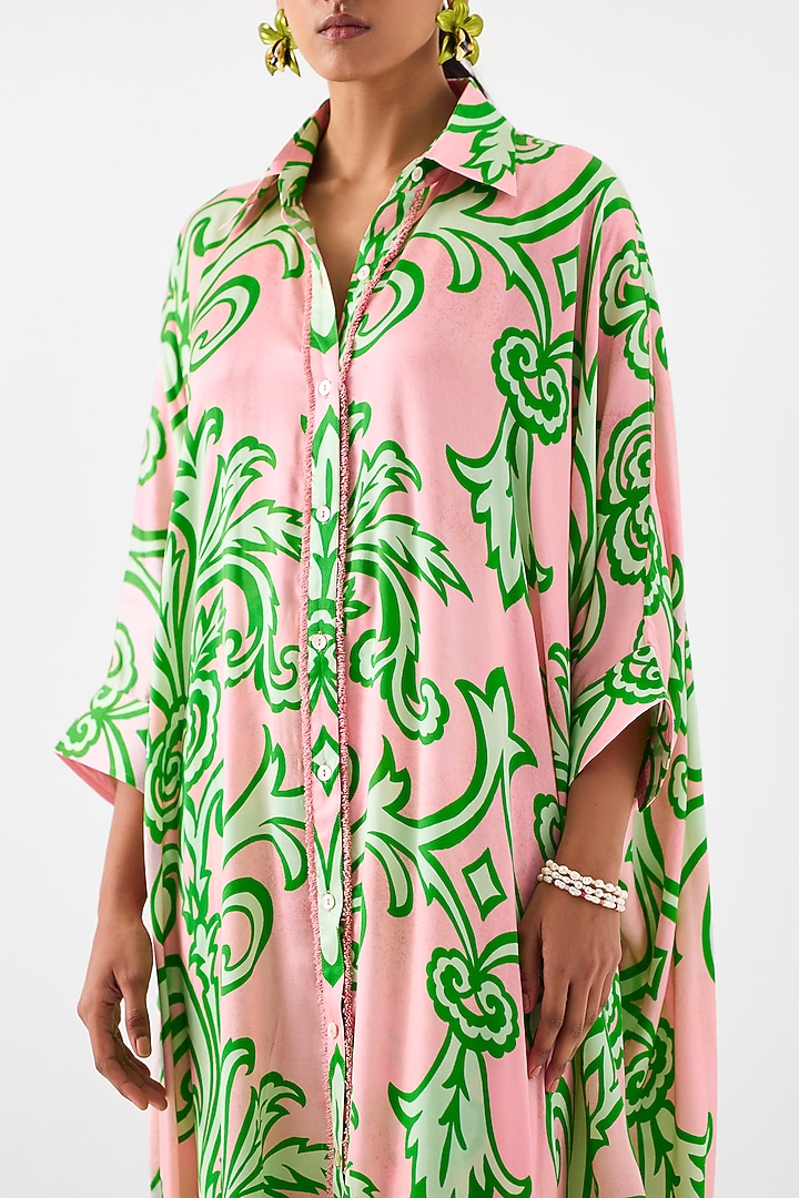 Baby Pink Vegan Silk Digital Printed Co-Ord Set by Studio Rigu at Pernia's Pop Up Shop