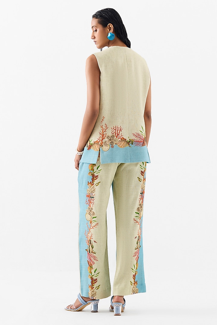 Multi-Colored Linen Digital Printed Co-Ord Set by Studio Rigu at Pernia's Pop Up Shop