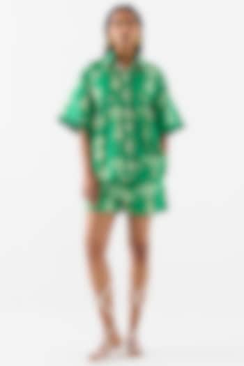 Green Cotton Digital Printed Co-Ord Set by Studio Rigu at Pernia's Pop Up Shop