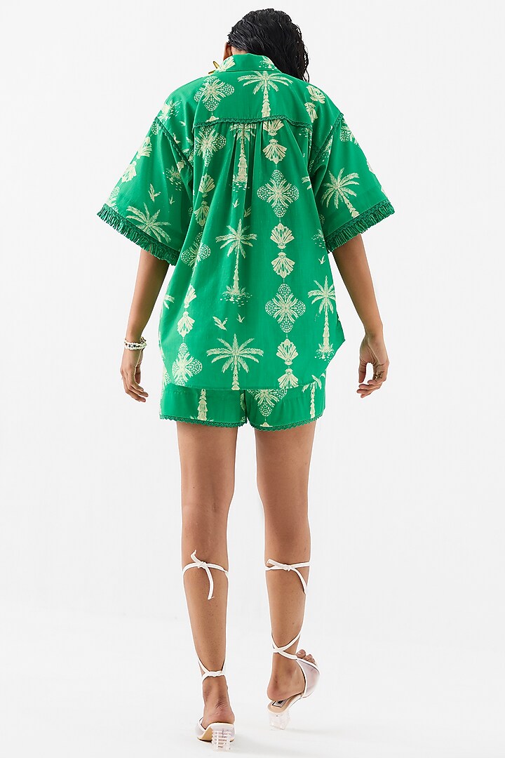 Green Cotton Digital Printed Co-Ord Set by Studio Rigu at Pernia's Pop Up Shop