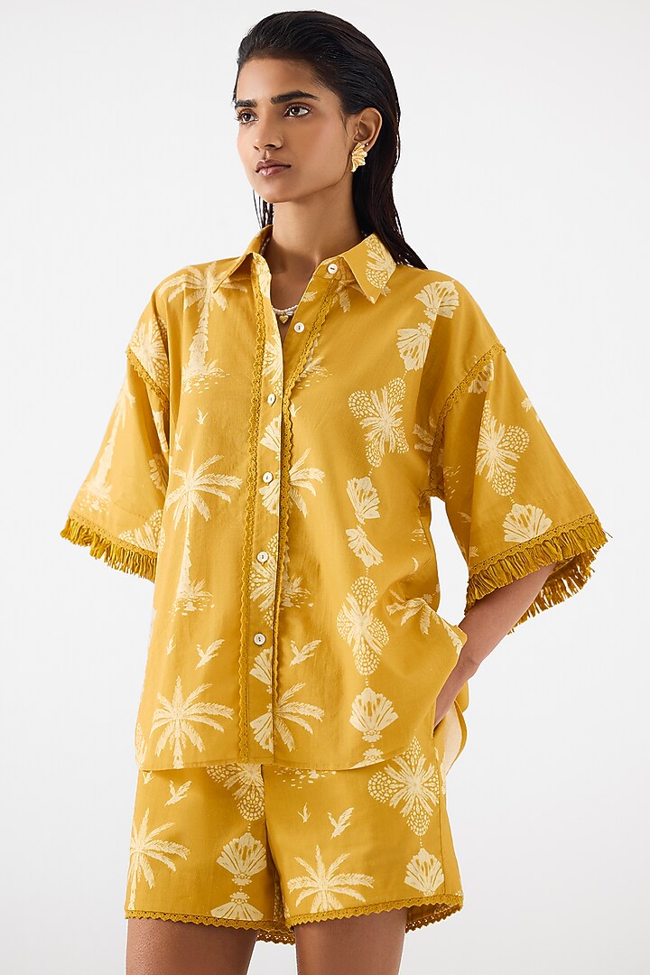 Yellow Cotton Digital Printed Co-Ord Set by Studio Rigu at Pernia's Pop Up Shop