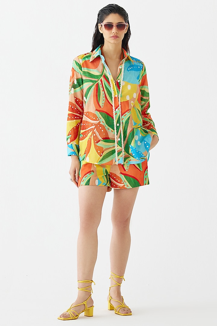 Multi-Colored Cotton Floral Printed Co-Ord Set by Studio Rigu at Pernia's Pop Up Shop