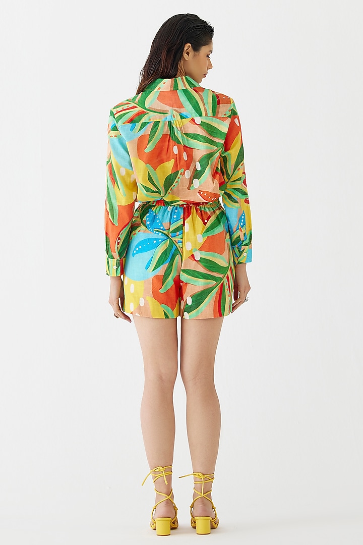 Multi-Colored Cotton Floral Printed Co-Ord Set by Studio Rigu at Pernia's Pop Up Shop