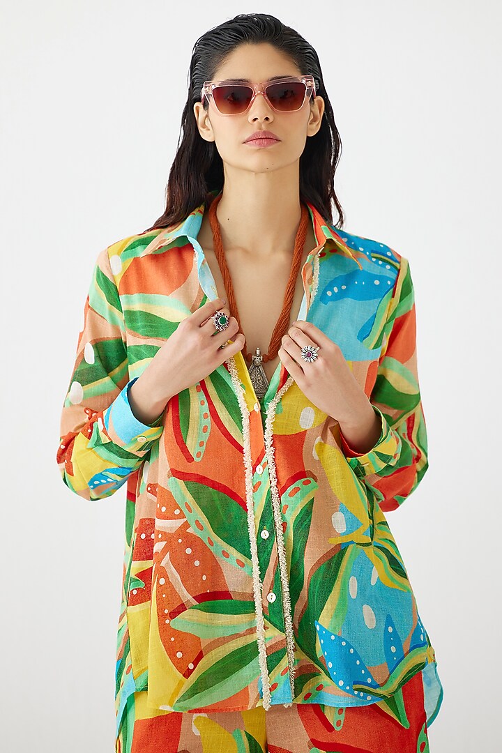 Multi-Colored Cotton Floral Printed Co-Ord Set by Studio Rigu at Pernia's Pop Up Shop