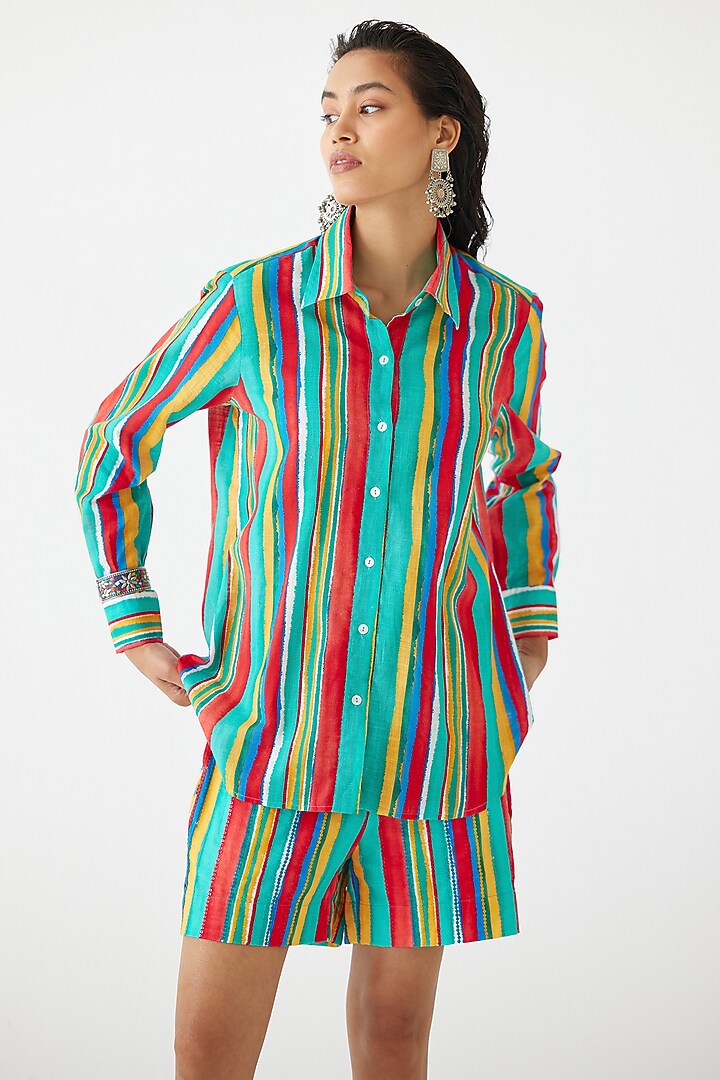 Multi-Colored Cotton Printed Co-Ord Set by Studio Rigu at Pernia's Pop Up Shop
