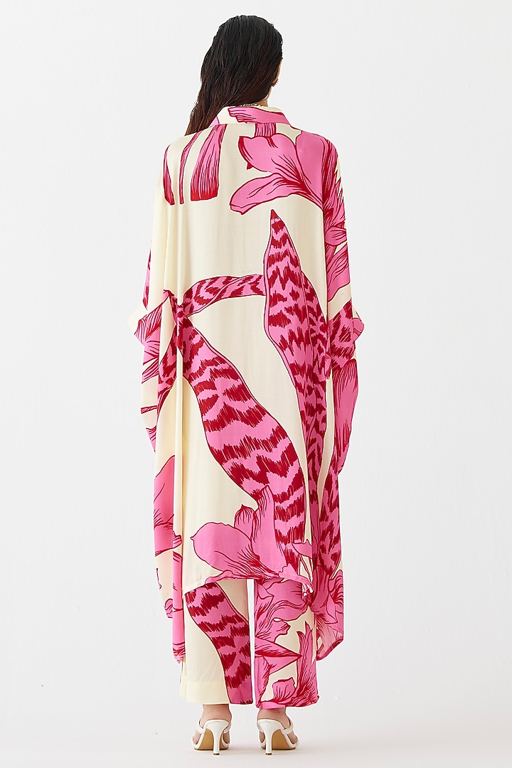 Pink Vegan Silk Aphrodite Printed Co-Ord Set by Studio Rigu at Pernia's Pop Up Shop
