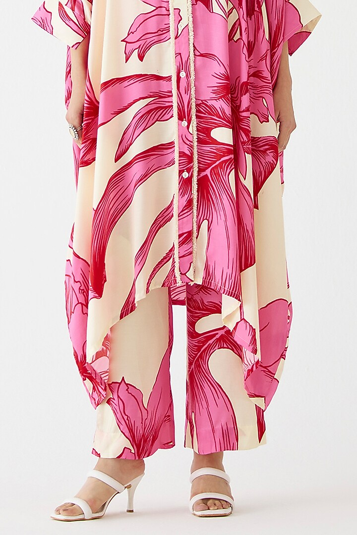Pink Vegan Silk Aphrodite Printed Co-Ord Set by Studio Rigu at Pernia's Pop Up Shop