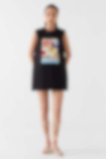 Black Viscose Linen Hand Embroidered Shift Vacation Dress by Studio Rigu at Pernia's Pop Up Shop