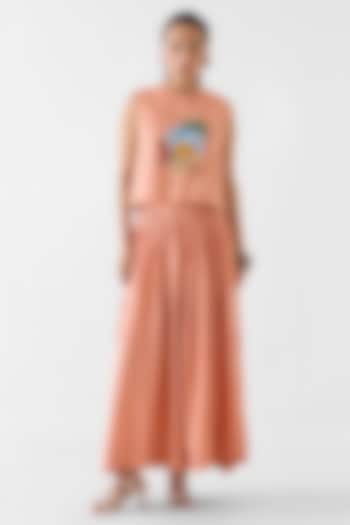Peach Viscose Linen Skirt Set by Studio Rigu at Pernia's Pop Up Shop