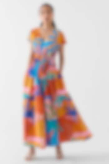 Multi-Colored Cotton Slub Hand Painted A-Line Vacation Dress by Studio Rigu at Pernia's Pop Up Shop