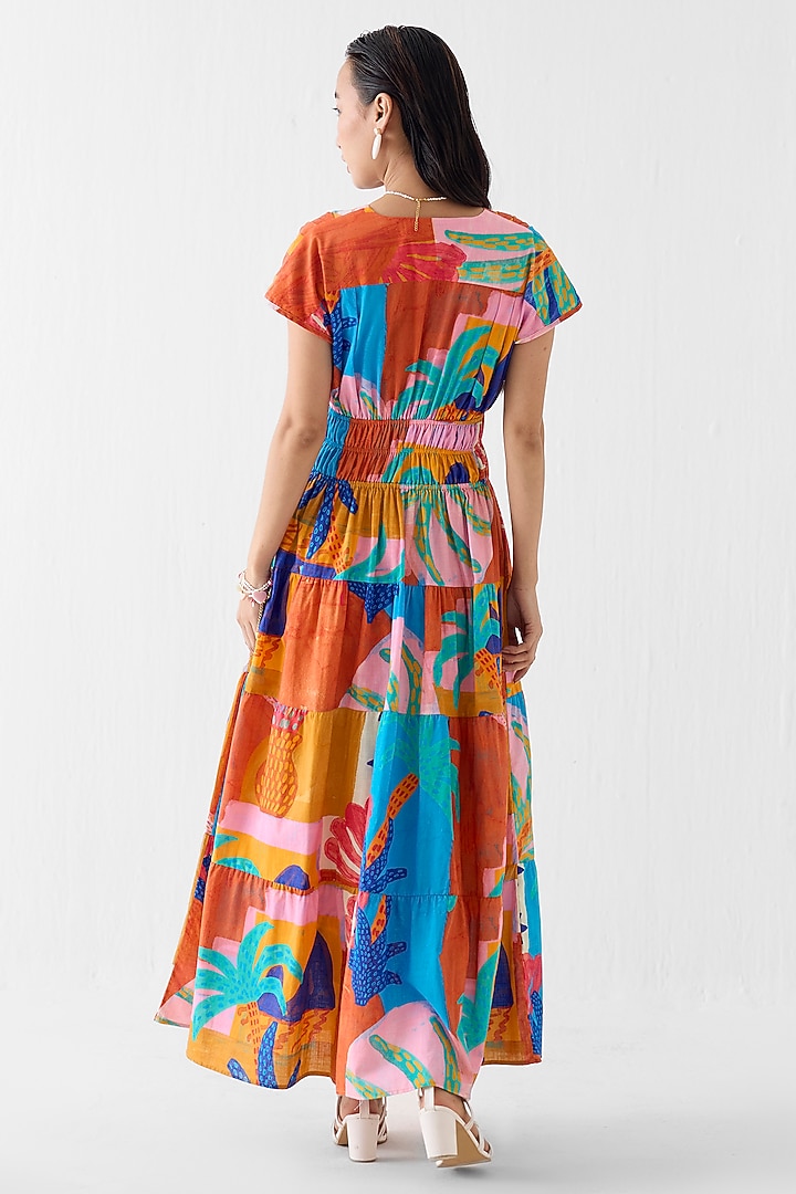 Multi-Colored Cotton Slub Hand Painted A-Line Vacation Dress by Studio Rigu at Pernia's Pop Up Shop