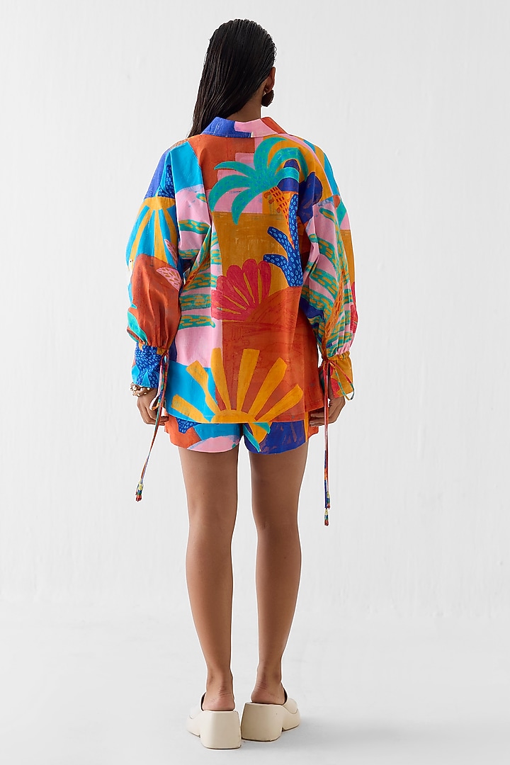 Multi-Colored Cotton Slub Hand Painted Co-Ord Set by Studio Rigu at Pernia's Pop Up Shop