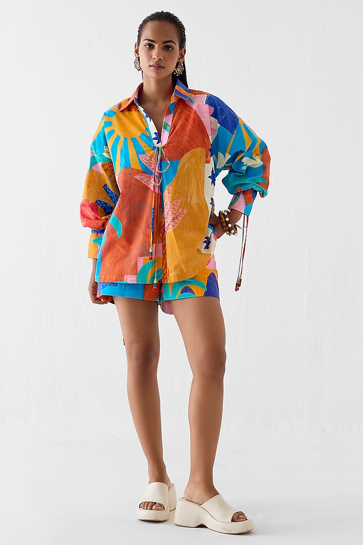 Multi-Colored Cotton Slub Hand Painted Co-Ord Set by Studio Rigu at Pernia's Pop Up Shop