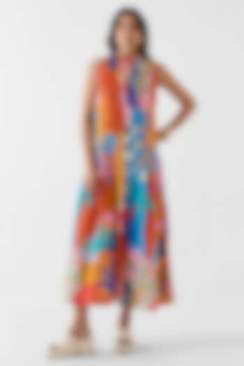 Multi-Colored Cotton Slub Hand Painted Gathered Vacation Dress by Studio Rigu at Pernia's Pop Up Shop